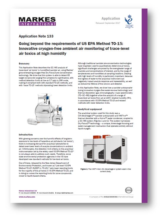 EPA TO15 application note - air analysis from canisters